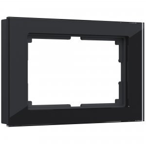 Рамка для двойной розетки (черный,стекло) «Favorit»