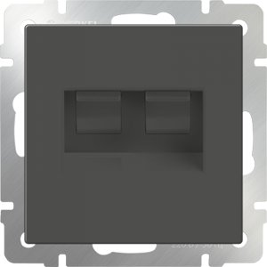 Розетка телефонная RJ-11 и Еthernet RJ-45 серо-коричневая