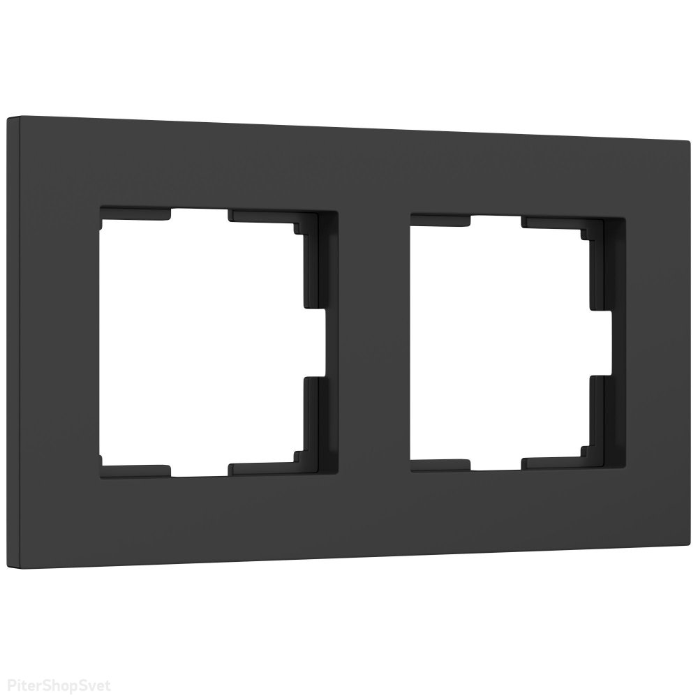 Рамка на 2 поста «Slab черный матовый» W0022908
