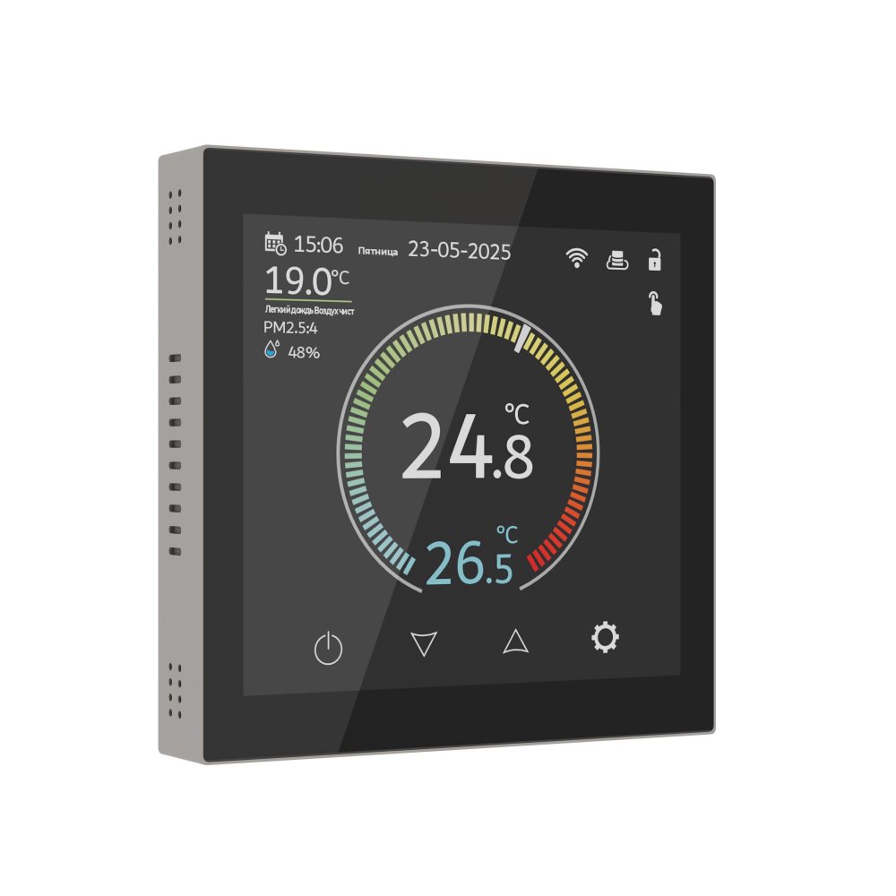 Умный сенсорный терморегулятор с LCD дисплеем дымчатый W1851104