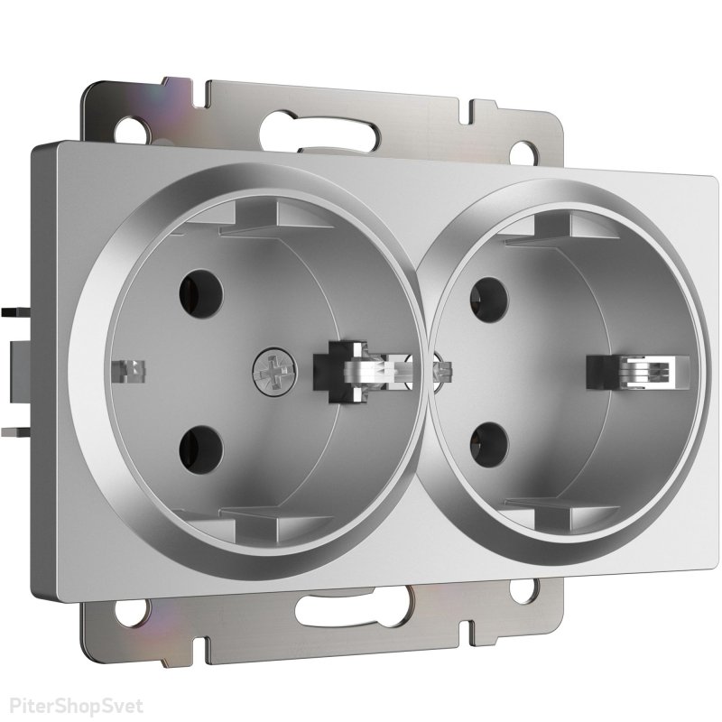 W1172006/ Розетка двойная с заземлением (серебряный)