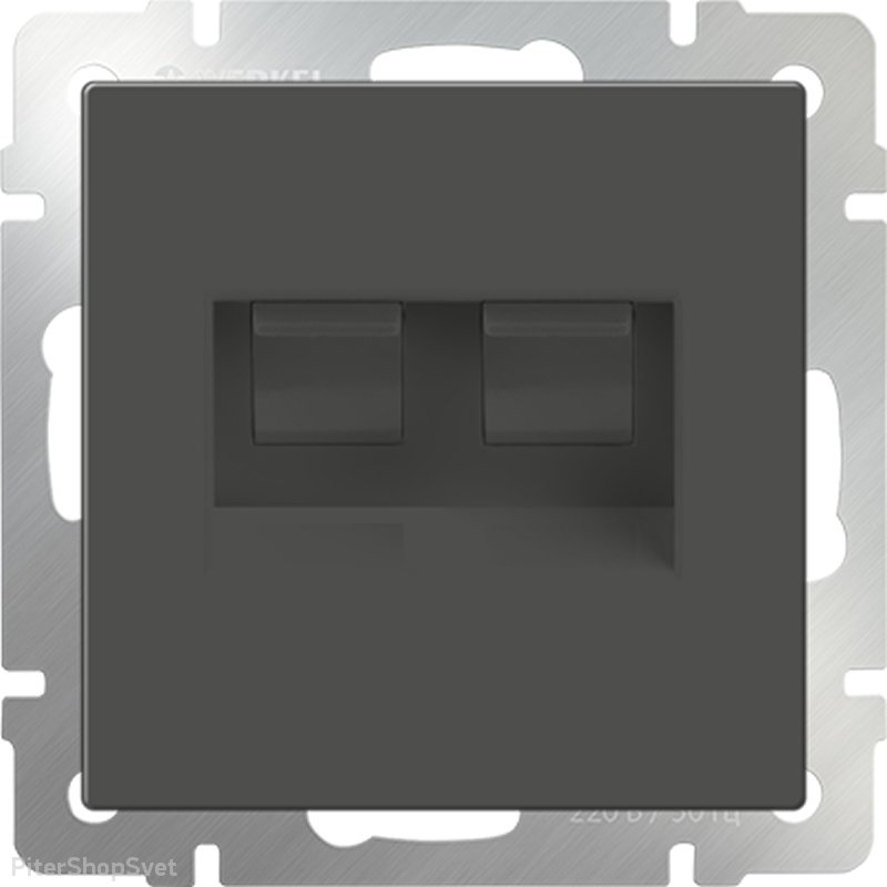 Розетка двойная Ethernet RJ-45 серо-коричневая WL07-RJ45+RJ45
