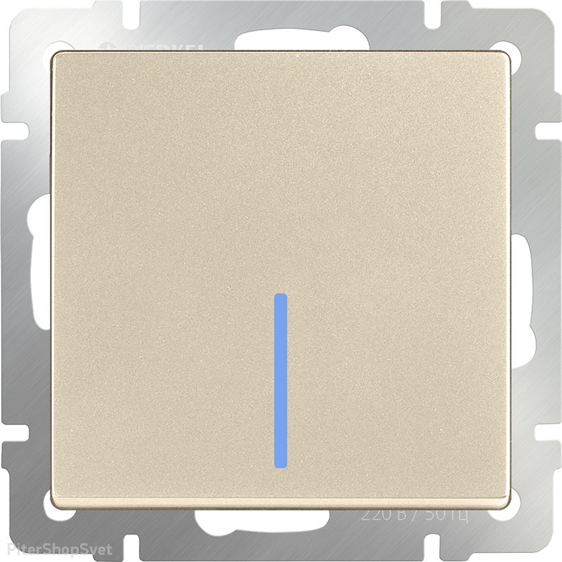 WL11-SW-1G-LED / Выключатель одноклавишный с подсветкой(шампань)