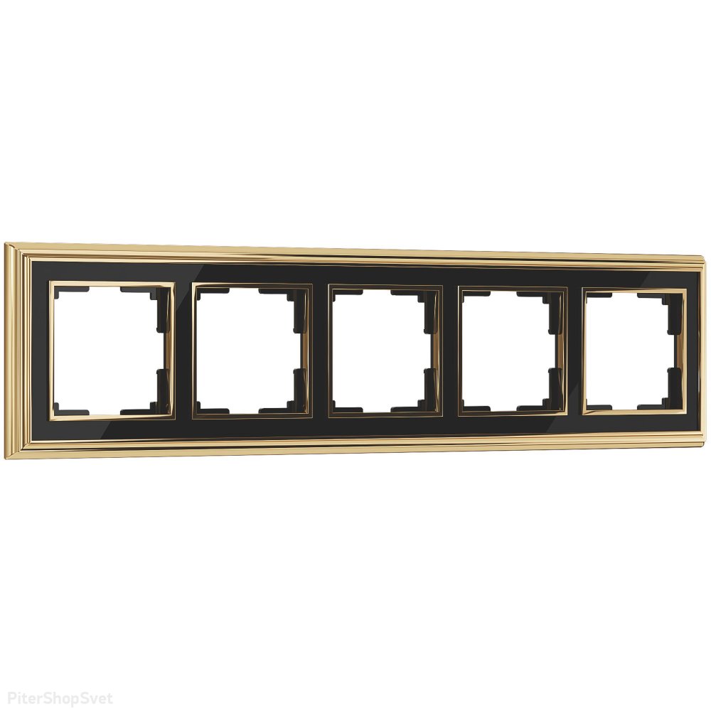 «Palacio» WL17-Frame-05/ Рамка на 5 постов (золото/черный)