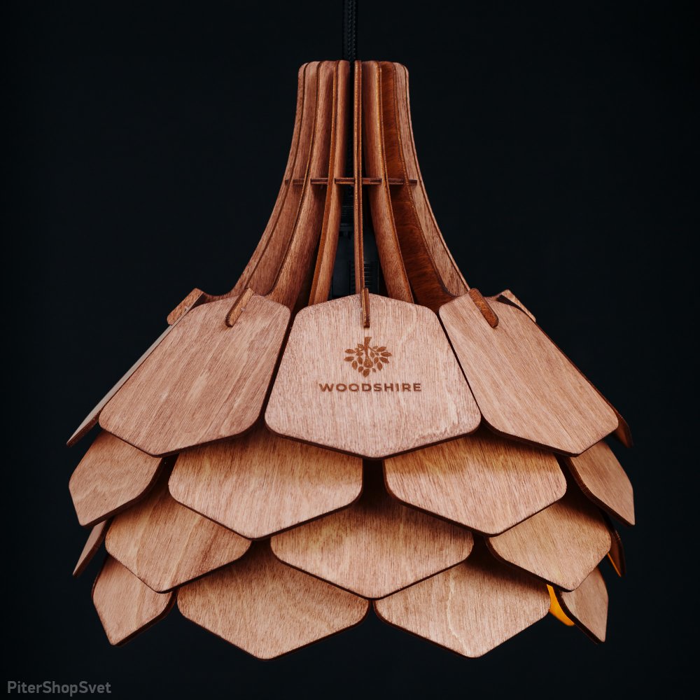 Деревянный подвесной светильник махагон 25см «Далия» 1235mx