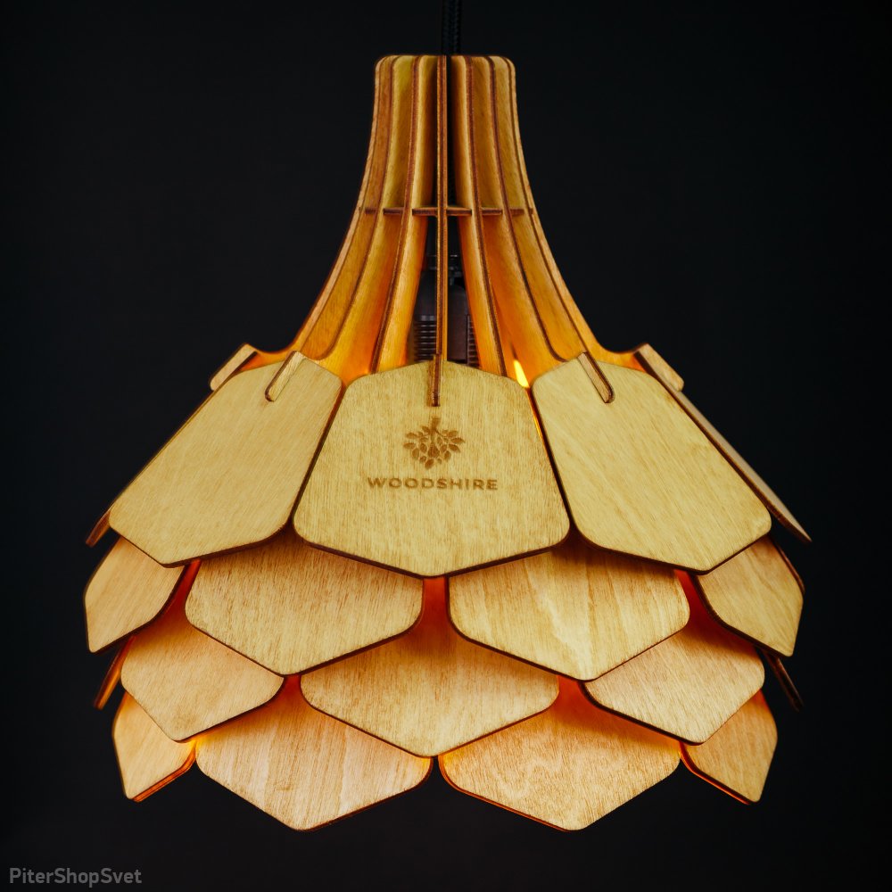 Деревянный подвесной светильник вишня 25см «Далия» 1235vi