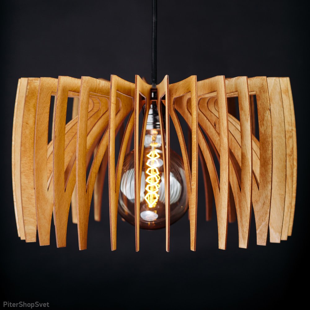 Подвесной светильник деревянные рёбра вишня «Солу» 1840vi