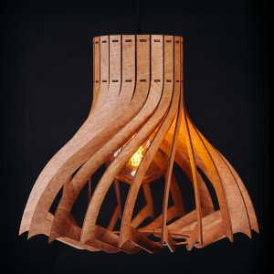 Деревянный подвесной светильник цвета махагон 42см «Санлайт»