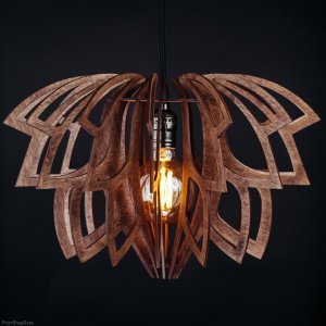 Деревянный подвесной светильник цвета палисандр 40см «Лотос»