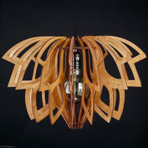 Деревянный подвесной светильник вишня 40см «Лотос»