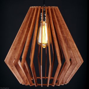 Деревянный подвесной светильник клетка 35см цвета махагон «Кристалл»