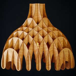 Деревянный подвесной светильник вишня 50см «Параметрик»