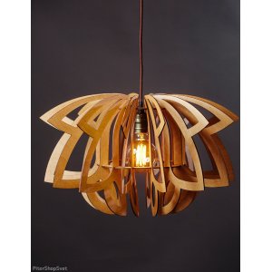 Деревянный подвесной светильник вишня 40см «Лилия»