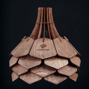 Деревянный подвесной светильник палисандр 25см «Далия»