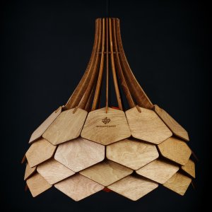 Деревянный подвесной светильник 40см орех «Далия»