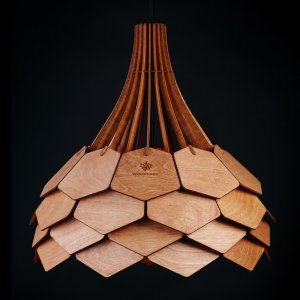 Деревянный подвесной светильник 40см махагон «Далия»