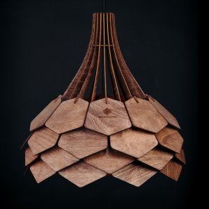 Деревянный светильник шишка палисандр 40см «Далия»