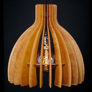 Деревянный подвесной светильник вишня «Купол»