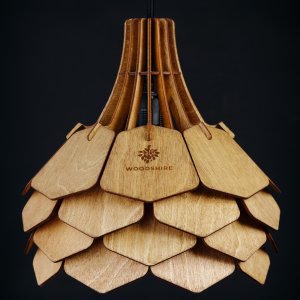Деревянный подвесной светильник орех 25см «Далия»