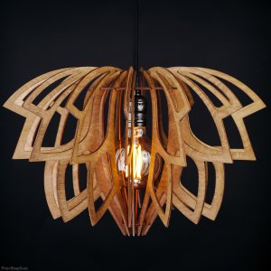 Деревянный подвесной светильник орех 400мм «Лотос»