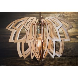 Деревянный подвесной светильник берёза «Лотос»