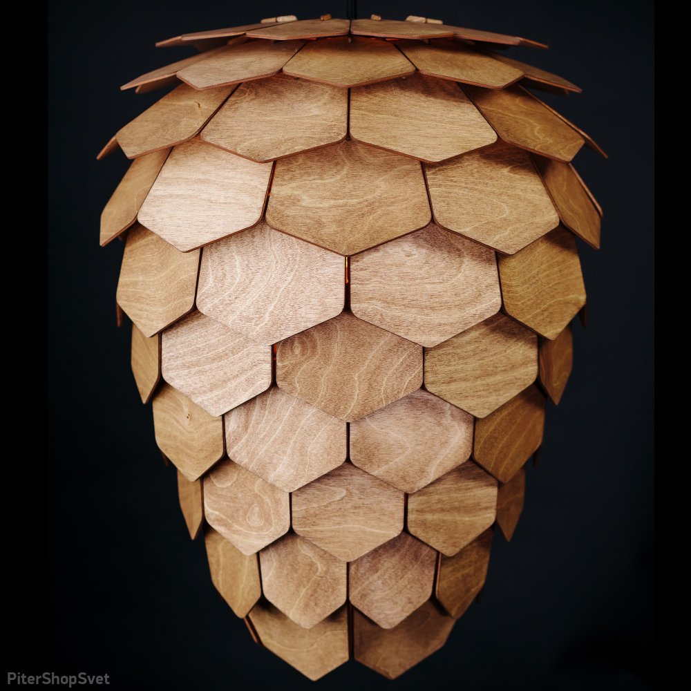 Деревянный подвесной светильник шишка d32см, цвет орех «Пикеа» 1440b